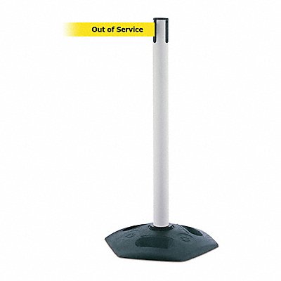 D0033 Barrier Post with Belt PVC White