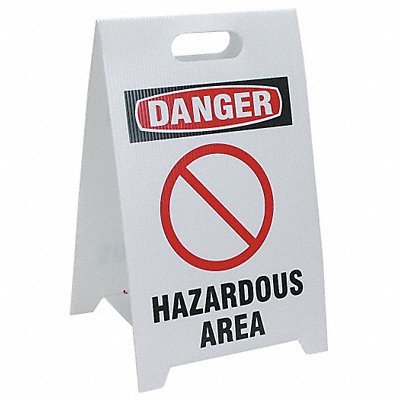 Floor Safety Sign White Plastic 20 in H