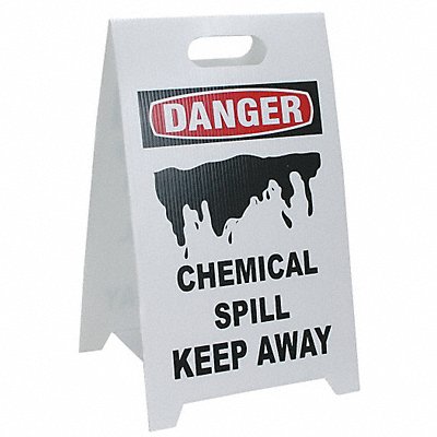 Floor Safety Sign White Plastic 20 in H