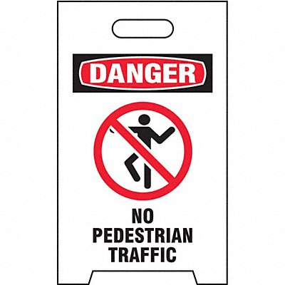 Floor Safety Sign White Plastic 20 in H