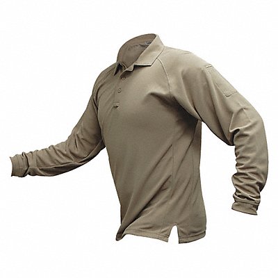 Mens Tactical Polo Tan Long Sleeve L