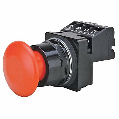 Push Button 30mm 1.75 in Mushroom Red