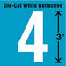 Die-Cut Refl. Number Label 4 3In H PK5