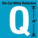 K8345 Die-Cut Refl. Letter Label Q 4In H PK5