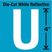 K8345 Die-Cut Refl. Letter Label U 4In H PK5