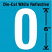 Die-Cut Reflective Number Label 0 6In H