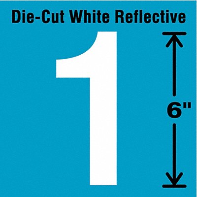 Die-Cut Reflective Number Label 1 6In H