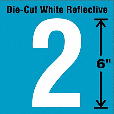 Die-Cut Reflective Number Label 2 6In H