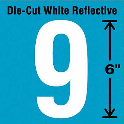 Die-Cut Reflective Number Label 9 6In H