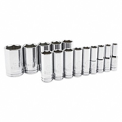 SAE Deep 6 Pt. 14 Pc 1/2in Dr Socket Set