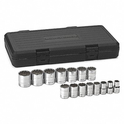 SAE 12 Pt. Socket Set 15 Pc. 1/2in Dr