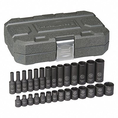 Impact Socket Set 28 pc. Metric 1/4in Dr