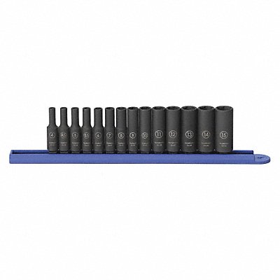 Impact Socket Set 14pc Metric 1/4in Dr