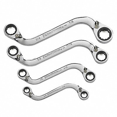 Ratcheting Wrench Set 4 pc S-Shape SAE