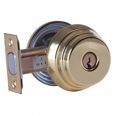 Deadbolt Cylindrical Bright Brass Finish