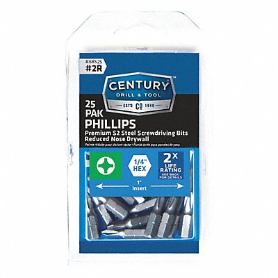 Phillips Drywall Screwdriver Bit 2R 25Pk