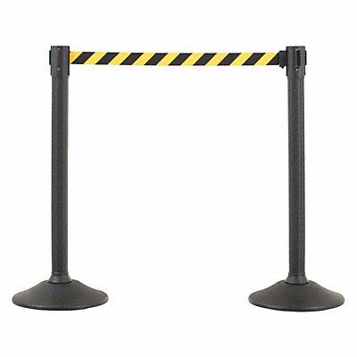 Barrier Post with Belt HDPE Black PK2