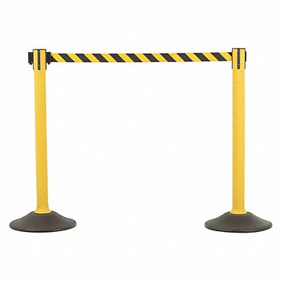 Barrier Post with Belt HDPE Yellow PK2