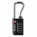 Luggage Padlock 2 3/8 in Rectangle Black