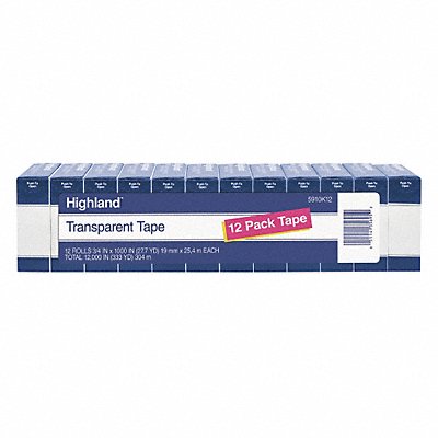 Transparent Tape 0.75in W x 28yd L PK12