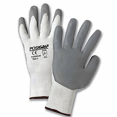 Coated Gloves Nitrile White/Gray L PK12