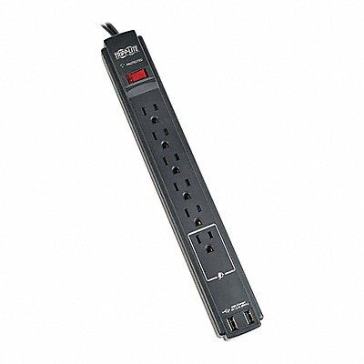 Surge 6 Outlet 6ft cord 990J 2xUSB TAA