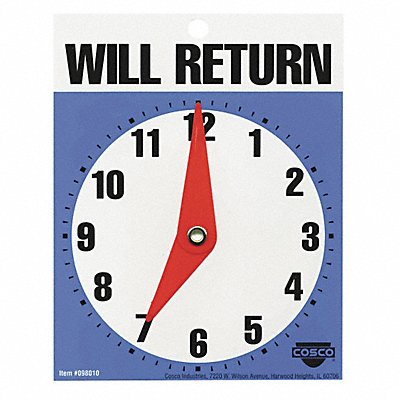 Sign Will Return Clock Blue