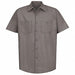 K7993 Mens Ss Gray Poplin Work Shirt M