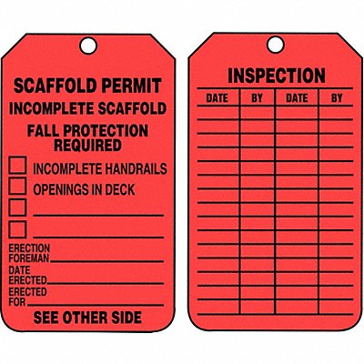 Safety Tag 5 3/4in H 3 1/4in W PK25