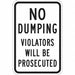 Reflective No Dumping Sign 18x12in Alum