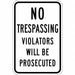 Rflctv No Trespassing Sign 18x12in Alum