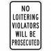 Rflctv No Loitering Sign 18x12in Alum