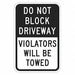 Driveway No Parking Sign 18 x 12 