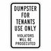 Reflective Dumpster Sign 18x12in Alumin