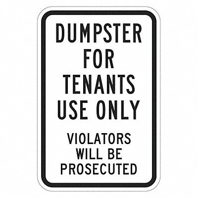 Reflective Dumpster Sign 18x12in Alumin