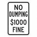 Reflective No Dumping Sign 18x12in Alum