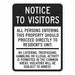 Rflctv Notice to Visitors Sign 18x12in