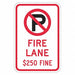 Fire Lane No Parking Sign 18 x 12 