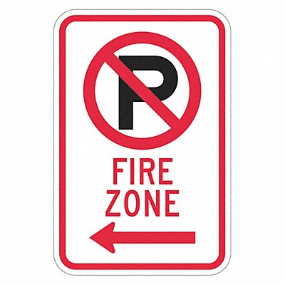 Fire Zone No Parking Sign 18 x 12 