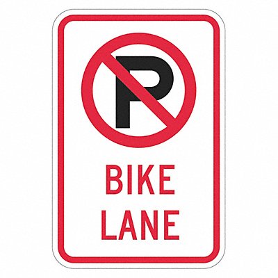 No Parking Bike Lane Sign 18 x 12 