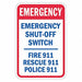 Rflct Emrgncy Shut Off Sign 18x12in Alum