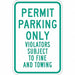 Permit Parking Sign 18 x 12 