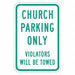 Church Parking Sign 18 x 12 