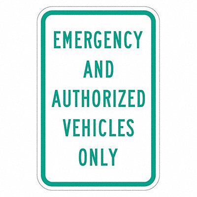 Emergency Vehicle Parking Sign 18 x 12 