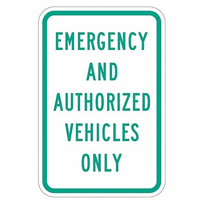 Emergency Vehicle Parking Sign 18 x 12 
