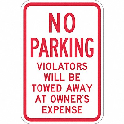 Tow Zone No Parking Sign 18 x 12 