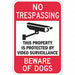Rflctv No Trespassing Sign 18x12in Alum