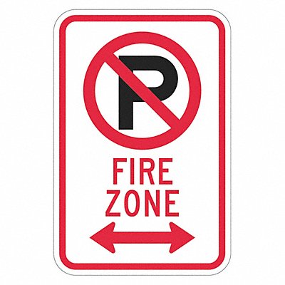 Fire Zone No Parking Sign 18 x 12 