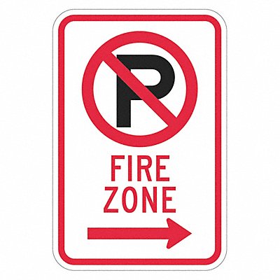 Fire Zone No Parking Sign 18 x 12 
