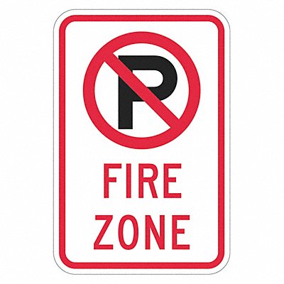 Fire Zone No Parking Sign 18 x 12 